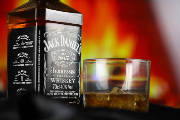 Kyiv Ukraine May 2022 Jack Daniels Eredeti Alkoholos Palack Asztalon — Stock Fotó