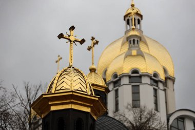 TERNOPIL, UKRAINE - 2 Nisan 2023 Zarvanytsia Ruhani Merkezi - Ukrayna Katolik Kilisesinin en büyük Podolit tapınaklarından biri