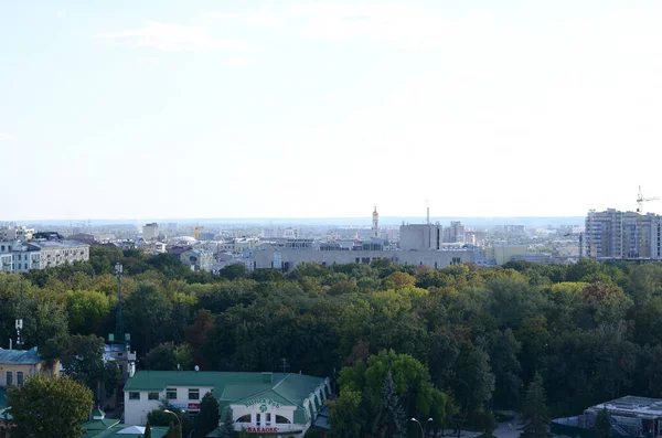 Kharkiv Ukraine Oktober 2019 Luftaufnahme Bei Sonnenuntergang Mit Straßen Des — Stockfoto