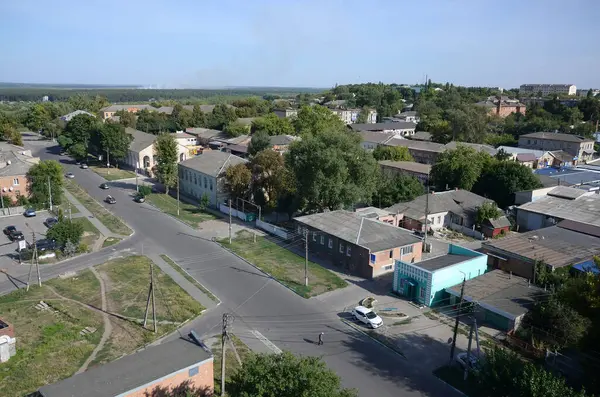 Kharkiv Ukraine Sierpień 2019 Widok Lotu Ptaka Miasta Chuhuiv Miejsca — Zdjęcie stockowe