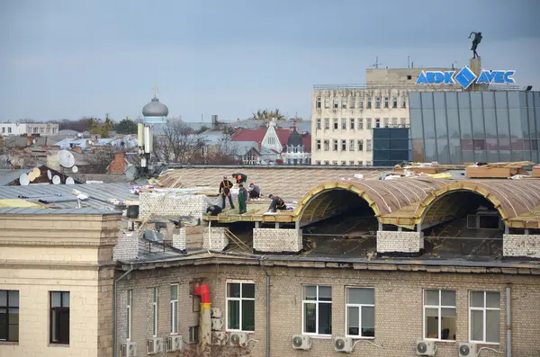 Kharkiv Ucraina Ottobre 2019 Vista Aerea Tramonto Serale Con Strade — Foto Stock