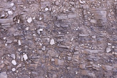 Dağlık bölgede parçalanmış taşlar yüzeye çıkıyor. Doğal ışık ile düz doku