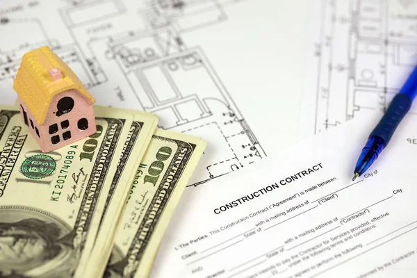 Residential Construction Agreement Ready Sign Small Toy Houses Pen Construction Stock Picture
