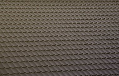 Çatıda boyalı metal doku. Detaylı görmek için kaplama çatı çatı eğimli. Yüksek kaliteli çatı kaplama