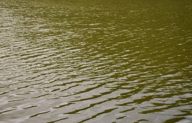 Perspektif içinde baskılı rüzgarın etkisi altında karanlık nehir su doku. Yatay görüntü