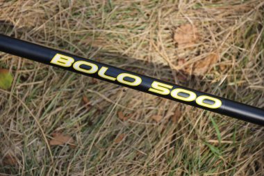 KYIV, UKRAINE - 4 Mayıs 2023 Flagman markasının balıkçılık ekipmanları. Flagman şirketi, Avrupa balıkçılık piyasasının koşulsuz liderlerinden biri.