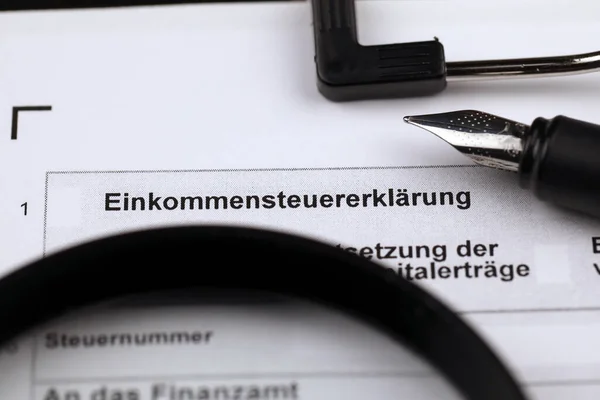 German Annual Income Tax Return Declaration Form Blank Tablet Lies Stock Picture