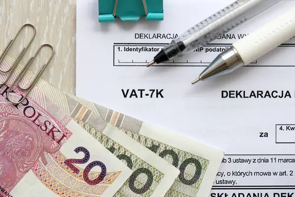 Verklaring Voor Belasting Goederen Diensten Btw Formulier Boekhoudkundige Tafel Met — Stockfoto