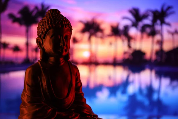 Buda Purnima Vesak Conceito Dia Estátua Buda Com Luz Chave — Fotografia de Stock