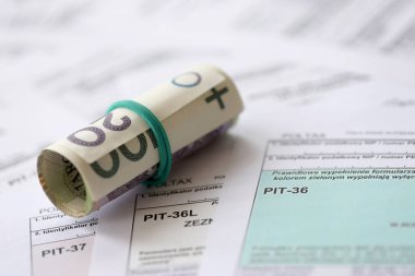 Polonya zloti parası yüksek miktarda cila vergi formlarına yakın. Polonya 'da muhasebe, bürokrasi ve vergi mükellefleri rutini