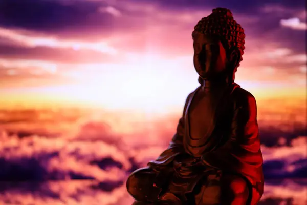 Boeddha Purnima Vesak Dag Concept Boeddha Standbeeld Met Low Key — Stockfoto