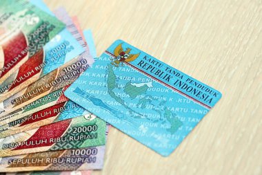 Indonesian national electric identity card called E-KTP or Kartu Tanda Penduduk. Card for citizens or permanent residents clipart