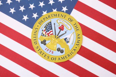 KYIV, UKRAINE - 9 Mart 2024 ABD Ordusu Amerika Birleşik Devletleri bayrağını mühürledi