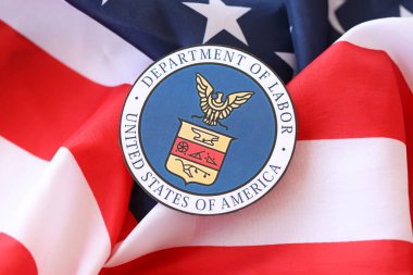 KYIV, UKRAINE - 9 Mart 2024 ABD İşçi Partisi Amerika Birleşik Devletleri bayrağını kapattı