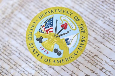 KYIV, UKRAINE - 9 Mart 2024 ABD Ordusu Birleşik Devletler Anayasası 'nı mühürledi