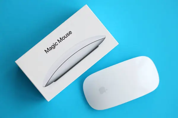 Kyiv Ukraine Marraskuu 2023 Apple Magic Mouse Sukupolvi Sijaitsee Kirkkaalla — kuvapankkivalokuva
