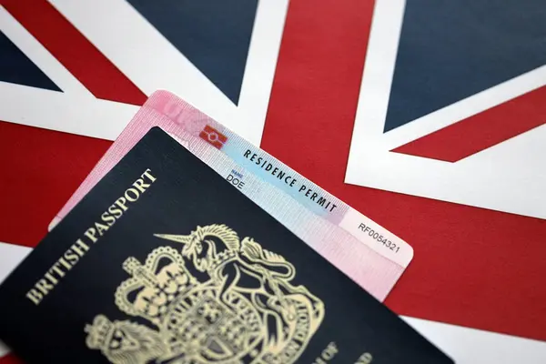Permiso Residencia Tarjeta Brp Pasaporte Británico Del Reino Unido Union Imagen De Stock