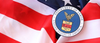 KYIV, UKRAINE - 9 Mart 2024 ABD İşçi Partisi Amerika Birleşik Devletleri bayrağını kapattı