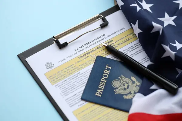 Departamento Estado Formulário Ds11 Aplicação Para Passaporte Dos Eua Encontra — Fotografia de Stock