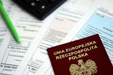 Polonya 'da vergi bildirimi ve vergi ödemeleri sırasındaki sorun ve sorunlar kavramı. Cila vergi formlu muhasebe masası