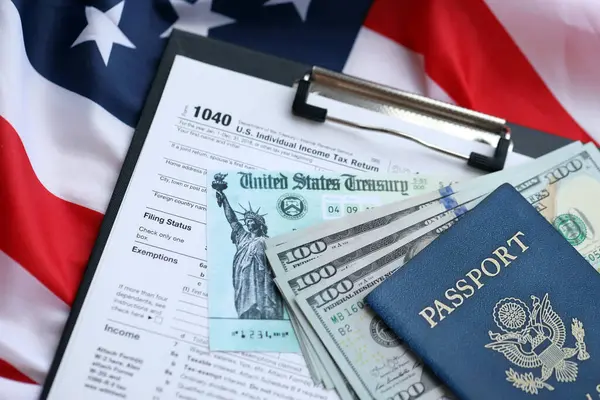 Estados Unidos 1040 Formulário Imposto Declaração Imposto Renda Individual Com — Fotografia de Stock