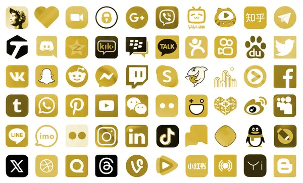 Kyiv Ukraine April 2024 Veel Iconen Van Sociale Media Boodschappers — Stockfoto