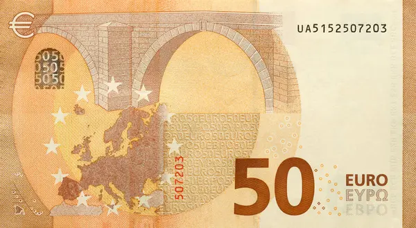 150 Euro 'luk para banknotunun bir parçası. Avrupa Birliği 'nin 50 avroluk banknotunun ayrıntıları