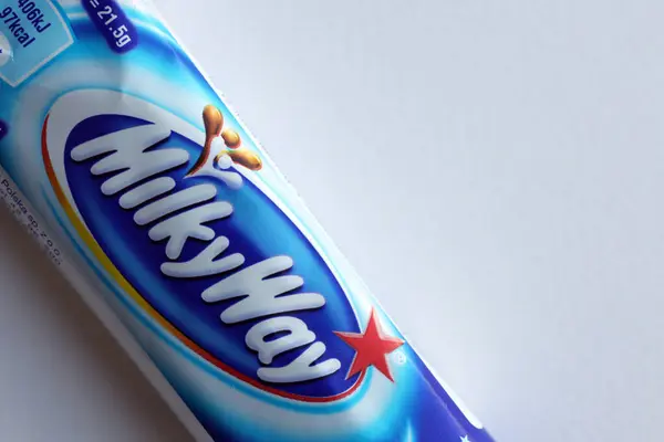 stock image KYIV, UKRAINE - APRIL 20, 2024 Milky Way or MilkyWay small chocolate bar. Milky Way bars is worldwide famous product since 1924