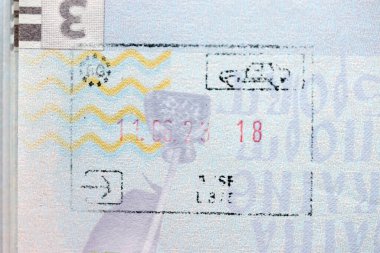 KYIV, UKRAINE - 20 Nisan 2024 Vizeli yabancı pasaport, Türkiye sınır damgalı, ülkelere giriş izni, dünyayı dolaşma kavramı, gezginlerin kimlik belgesi