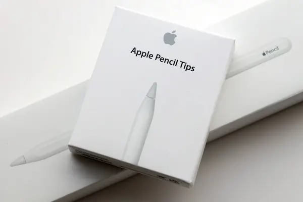 stock image KYIV, UKRAINE - APRIL 20, 2024 Apple pencil tips for special apple pencil for drawing on iPad tablet close up