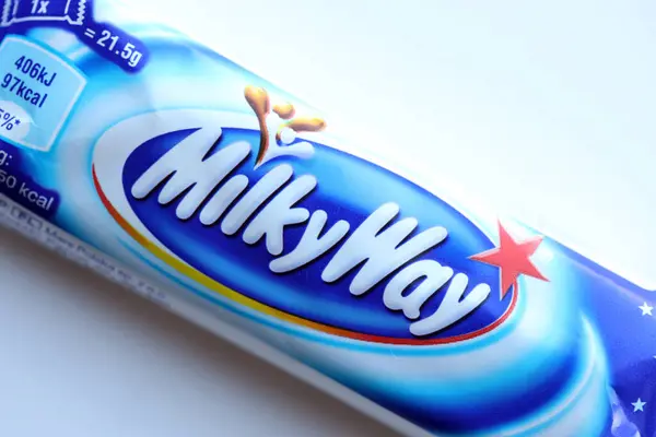 stock image KYIV, UKRAINE - APRIL 20, 2024 Milky Way or MilkyWay small chocolate bar. Milky Way bars is worldwide famous product since 1924