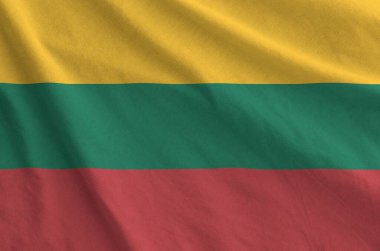 Litvanya bayrağı eski kumaşların kıvrımlı kumaşında tasvir edilmiştir.