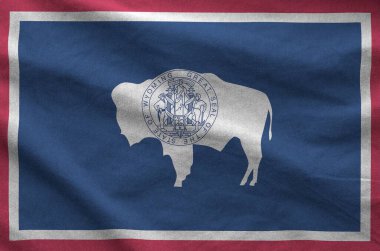 Wyoming Amerikan bayrağı eski kumaşların kıvrımlı kumaşında resmedilmiş.