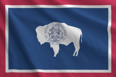 Wyoming Amerikan bayrağı eski kumaşların kıvrımlı kumaşında resmedilmiş.