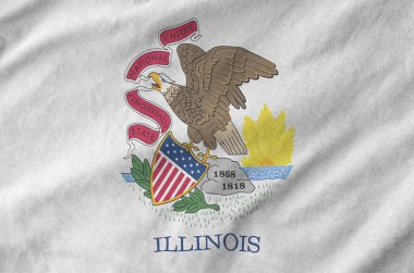Illinois Amerikan bayrağı eski kumaştan katlanmış dalgalı kumaş üzerine çizilmiş.