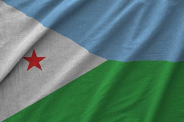 Cibuti bayrağı eski kumaşın katlanmış dalgalı kumaşında tasvir edilmiştir.
