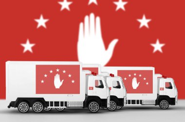 Abkhazia flag depicted on side wall of white delivery van close up. Shipping and local delivery concept clipart