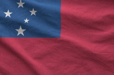 Eski kumaşların kıvrımlı kumaşında Samoa bayrağı tasvir edilmiştir.