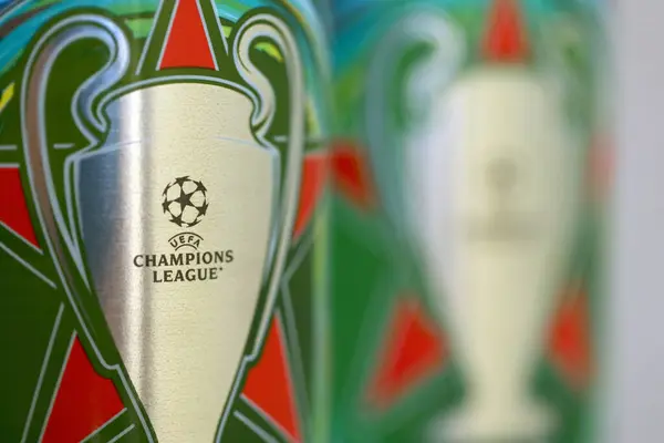 stock image KYIV, UKRAINE - JULY 10, 2024 Bottle of Heineken beer close up. Special edition for UEFA European Championship League. Heineken Lager Beer is the flagship product of Heineken International