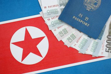 Kuzey Kore büyük miktarlarda para kazandı ve pasaport Kore Halk Cumhuriyeti bayrağına yakın duruyor. Finans ve bankacılık kavramı