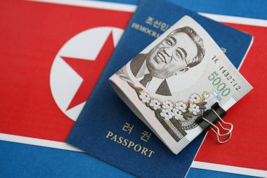 Kuzey Kore büyük miktarlarda para kazandı ve pasaport Kore Halk Cumhuriyeti bayrağına yakın duruyor. Finans ve bankacılık kavramı
