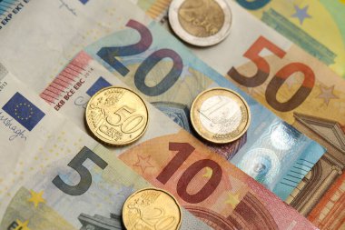 Avrupa Birliği para birimi Euro farklı kağıt banknotlar