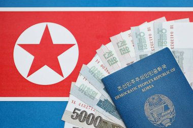 Kuzey Kore büyük miktarlarda para kazandı ve pasaport Kore Halk Cumhuriyeti bayrağına yakın duruyor. Finans ve bankacılık kavramı