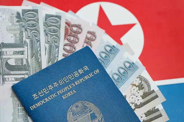 Kuzey Kore büyük miktarlarda para kazandı ve pasaport Kore Halk Cumhuriyeti bayrağına yakın duruyor. Finans ve bankacılık kavramı