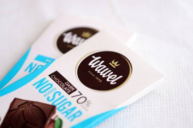 KYIV, UKRAINE - 19 Nisan 2025 Wawel çikolata üretimi. Wawel, Polonya 'nın Krakow şehrinde 1898' de kurulan çikolata ve abur cubur üreten Polonyalı bir şekerleme şirketi.