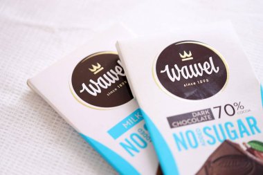 KYIV, UKRAINE - 19 Nisan 2025 Wawel çikolata üretimi. Wawel, Polonya 'nın Krakow şehrinde 1898' de kurulan çikolata ve abur cubur üreten Polonyalı bir şekerleme şirketi.