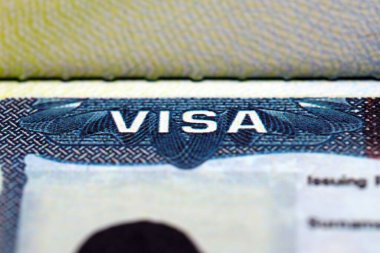 Amerika 'ya giriş ve çıkış izni olan Amerika vizesi. Pasaport sayfasında ABD vizesi