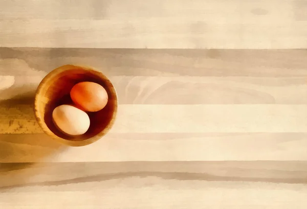 Digital Art Painting Colorful Wood Eggs Stock Photo