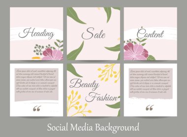Soyut sosyal medya hikayesi kaynak arkaplanı, kopyalama alanı olan web pankartı şablonu. Yeşil çiçekli bahar bitkisi. Güzellik, mücevher, cilt bakımı, düğün, makyaj, yemek, restoran.
