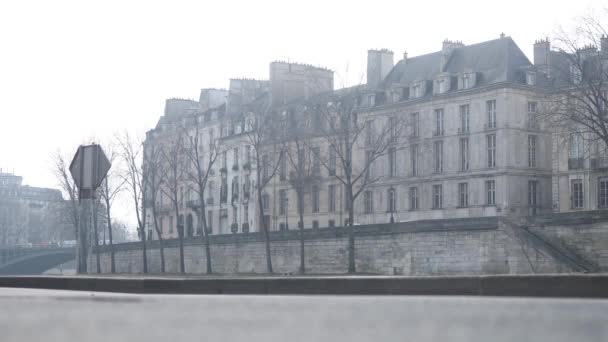 Mujer Corriendo Largo Del Río Sena París Capital Francesa — Vídeos de Stock